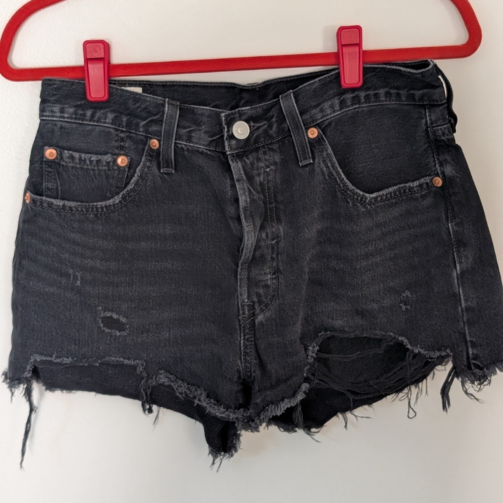 Levi's Distressed Black Jean Shorts